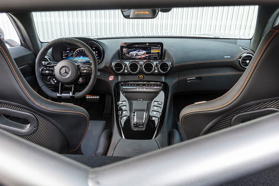 2021 Merc AMG GT Black Series dashboard and steering wheel