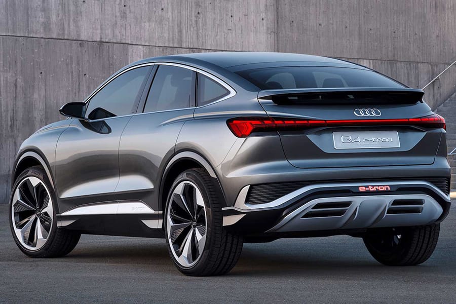 Audi Q4 Sportback E Tron back side view