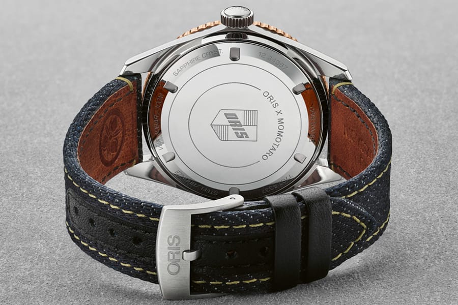 Oris x Momotaro Denim Watch back view