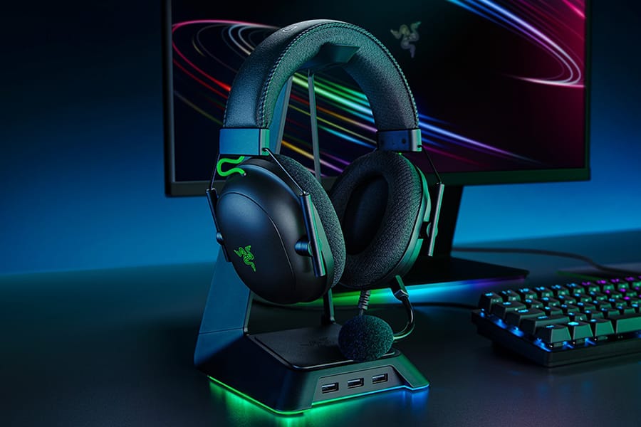 Razer BlackShark V2 in stand