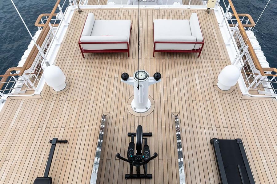 Russian Navy Ship converted to Superyacht top view deck