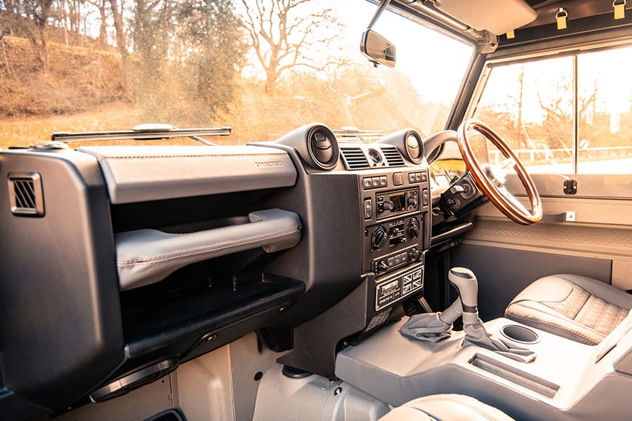Twisted Auto V8 Defender Stage One dashboard and steering wheel