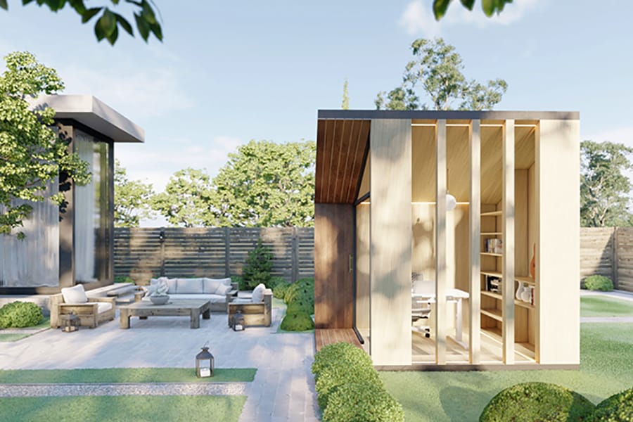 Zen Prefab Work Pod outside the house