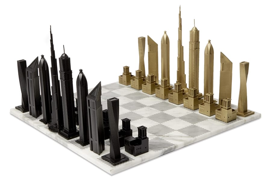 fathers day gift guide 2020 luxury Dubai Skyline Bronze Chess Set